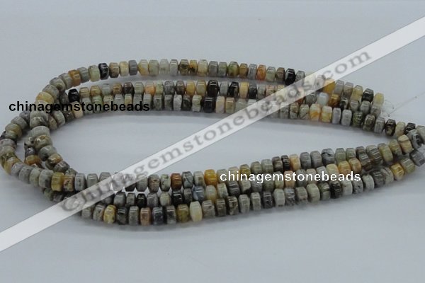 CAB139 15.5 inches 5*8mm roundel bamboo leaf agate beads