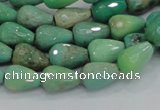 CAB14 15.5 inches 8*12mm faceted teardrop green grass agate beads