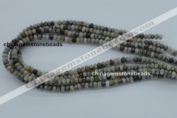 CAB141 15.5 inches 4*6mm rondelle bamboo leaf agate beads