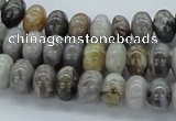 CAB142 15.5 inches 6*10mm rondelle bamboo leaf agate beads