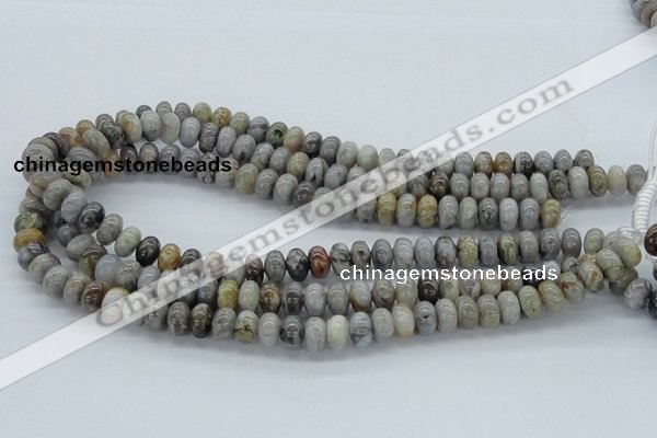 CAB142 15.5 inches 6*10mm rondelle bamboo leaf agate beads