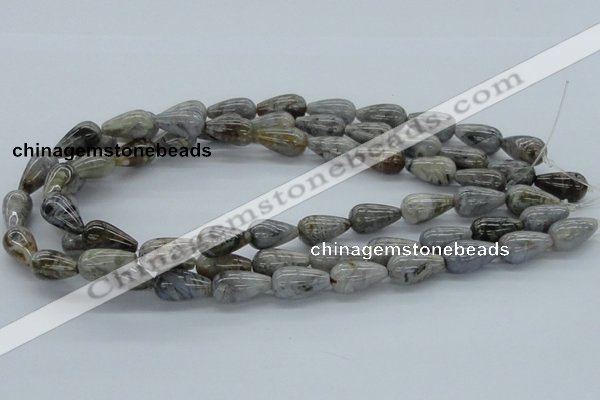 CAB144 15.5 inches 10*18mm teardrop bamboo leaf agate beads