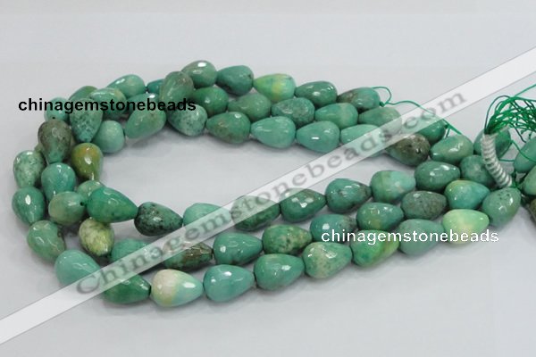 CAB15 15.5 inches 12*18mm faceted teardrop green grass agate beads