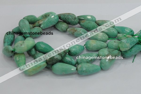 CAB17 15.5 inches 15*30mm faceted teardrop green grass agate beads