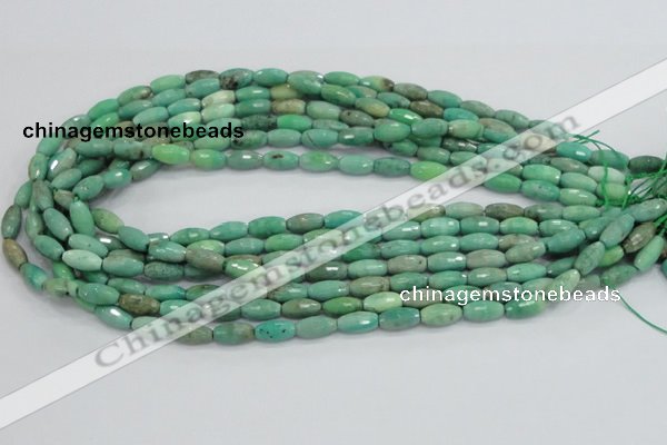 CAB18 15.5 inches 6*12mm faceted rice green grass agate beads