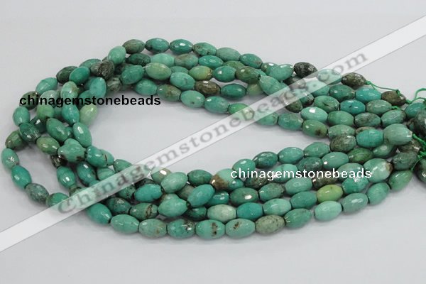 CAB19 15.5 inches 8*12mm faceted rice green grass agate beads