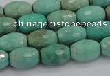 CAB20 15.5 inches 10*15mm faceted rice green grass agate beads