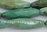 CAB22 15.5 inches 11*40mm faceted rice green grass agate beads