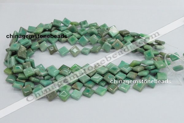 CAB27 15.5 inches 10*10mm diamond green grass agate gemstone beads