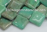 CAB28 15.5 inches 16*16mm diamond green grass agate gemstone beads