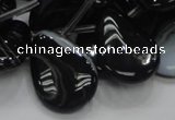 CAB315 15.5 inches 18*25mm flat teardrop black agate gemstone beads