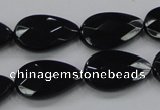 CAB316 15.5 inches 12*20mm faceted teardrop black agate gemstone beads