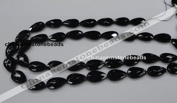 CAB316 15.5 inches 12*20mm faceted teardrop black agate gemstone beads