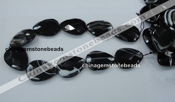 CAB317 15.5 inches 30*40mm faceted teardrop black agate gemstone beads