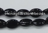 CAB318 15.5 inches 8*12mm oval black agate gemstone beads wholesale