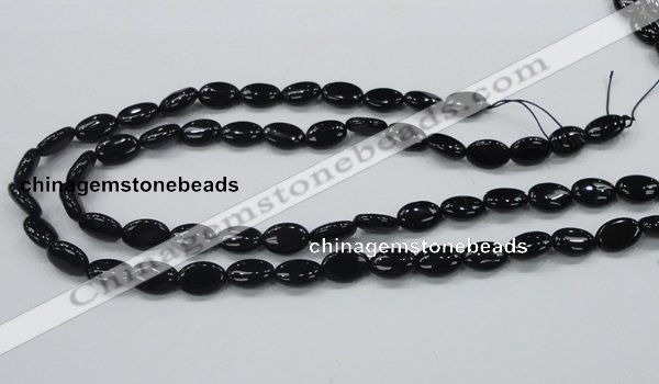 CAB318 15.5 inches 8*12mm oval black agate gemstone beads wholesale
