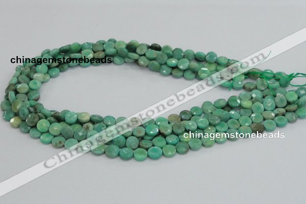 CAB32 15.5 inches 8mm faceted coin green grass agate gemstone beads