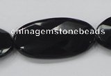 CAB321 15.5 inches 20*40mm faceted oval black agate gemstone beads