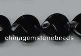 CAB324 15.5 inches 20*20mm faceted heart black agate gemstone beads