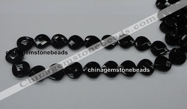 CAB324 15.5 inches 20*20mm faceted heart black agate gemstone beads