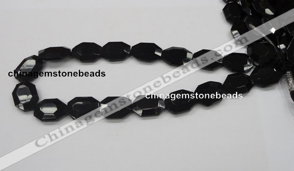 CAB325 15.5 inches 18*24mm faceted octagonal black agate gemstone beads