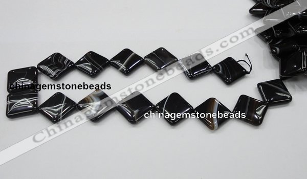 CAB327 15.5 inches 20*20mm diamond black agate gemstone beads