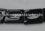 CAB328 15.5 inches 18*24mm hollow rectangle black agate gemstone beads