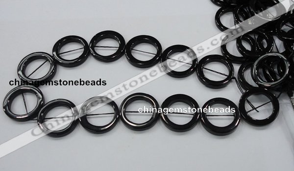 CAB329 15.5 inches 30mm donut shape black agate gemstone beads