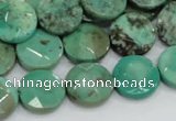 CAB33 15.5 inches 14mm faceted coin green grass agate gemstone beads