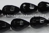 CAB331 15.5 inches 13*17mm faceted teardrop black agate gemstone beads