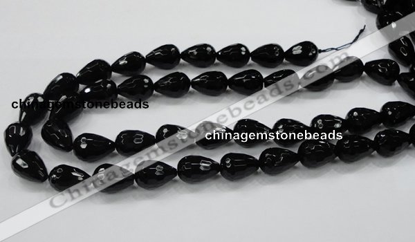 CAB331 15.5 inches 13*17mm faceted teardrop black agate gemstone beads