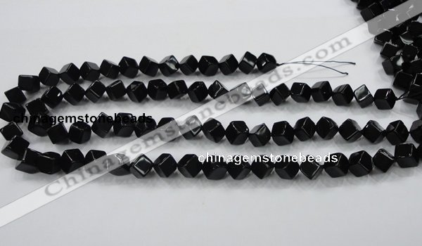 CAB332 15.5 inches 8*8mm cube black agate gemstone beads wholesale