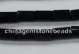 CAB333 15.5 inches 8*12mm faceted column black agate gemstone beads