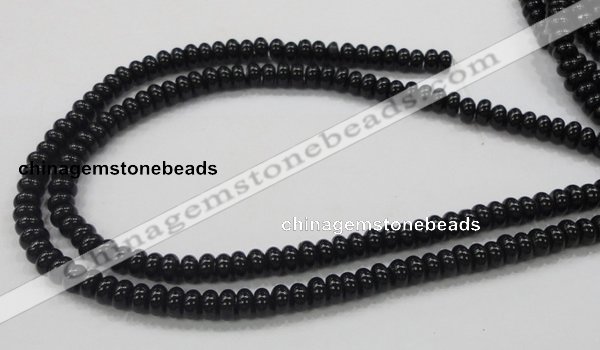 CAB339 15.5 inches 4*8mm rondelle black agate gemstone beads