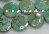 CAB34 15.5 inches 18mm faceted coin green grass agate gemstone beads