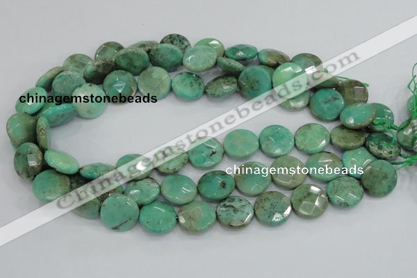 CAB34 15.5 inches 18mm faceted coin green grass agate gemstone beads