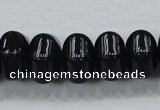 CAB341 15.5 inches 12*18mm hexagon rondelle black agate gemstone beads