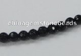 CAB342 15.5 inches 6mm faceted round black agate gemstone beads