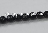 CAB343 15.5 inches 8mm faceted round black agate gemstone beads