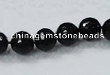 CAB344 15.5 inches 10mm faceted round black agate gemstone beads