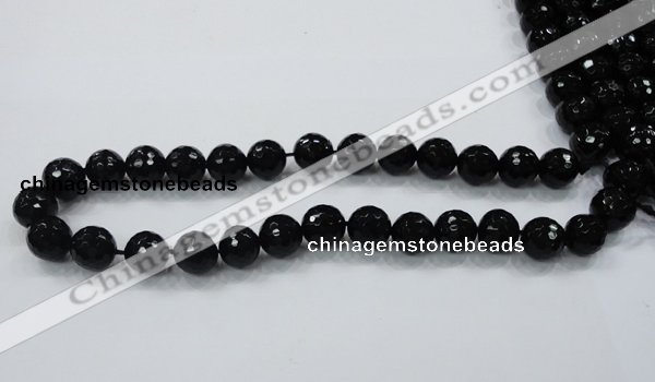 CAB344 15.5 inches 10mm faceted round black agate gemstone beads