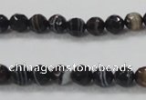 CAB347 15.5 inches 8mm faceted round black agate gemstone beads