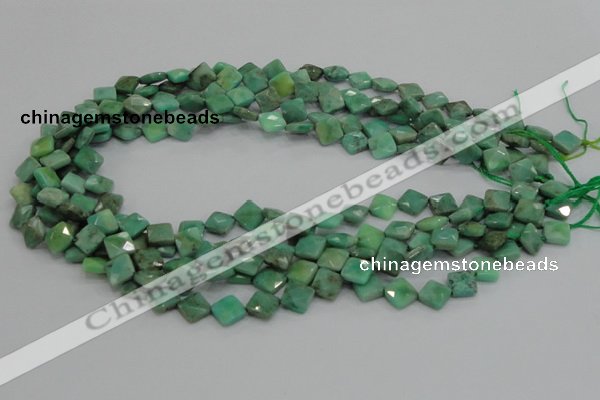 CAB35 15.5 inches 8*8mm faceted diamond green grass agate beads