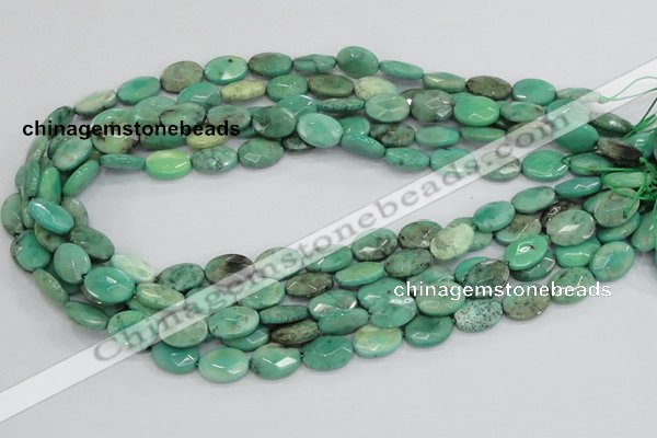 CAB38 15.5 inches 10*14mm faceted oval green grass agate beads