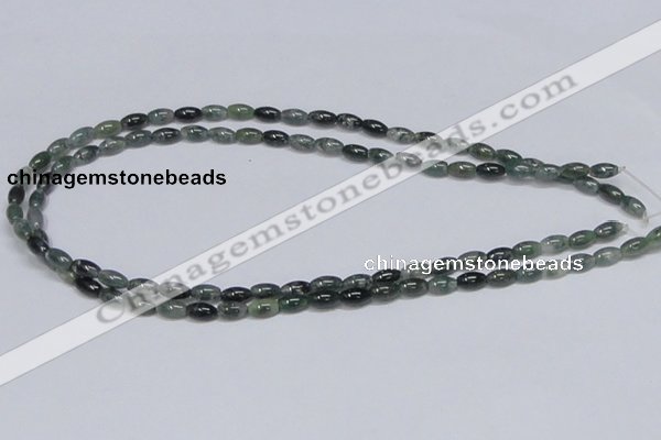 CAB387 15.5 inches 5*8mm rice moss agate gemstone beads wholesale