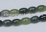 CAB388 15.5 inches 7*10mm rice moss agate gemstone beads wholesale