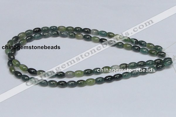 CAB388 15.5 inches 7*10mm rice moss agate gemstone beads wholesale