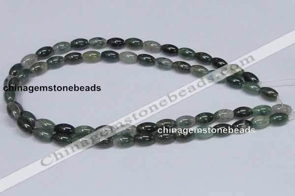 CAB389 15.5 inches 8*12mm rice moss agate gemstone beads wholesale