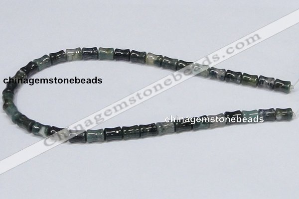 CAB394 15.5 inches 8*10mm bamboo shape moss agate gemstone beads