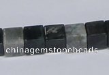 CAB398 15.5 inches 10*10mm cube moss agate gemstone beads wholesale